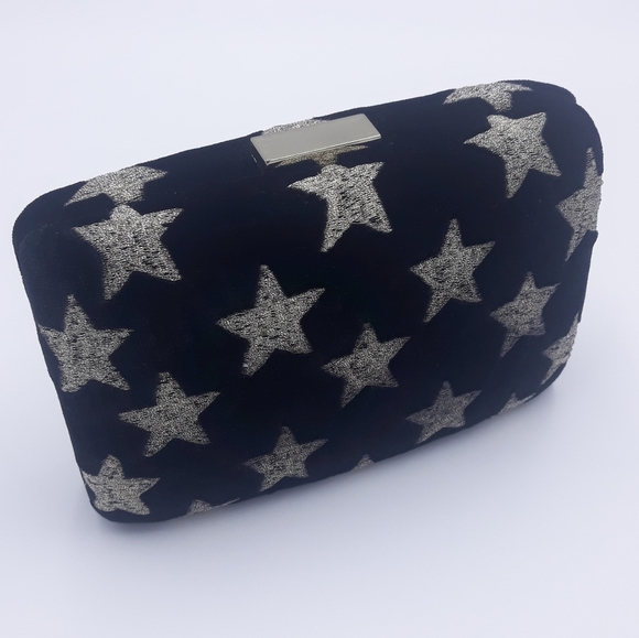 Anthropologie Kayu Black Velvet Star Clutch - Picture 6 of 8